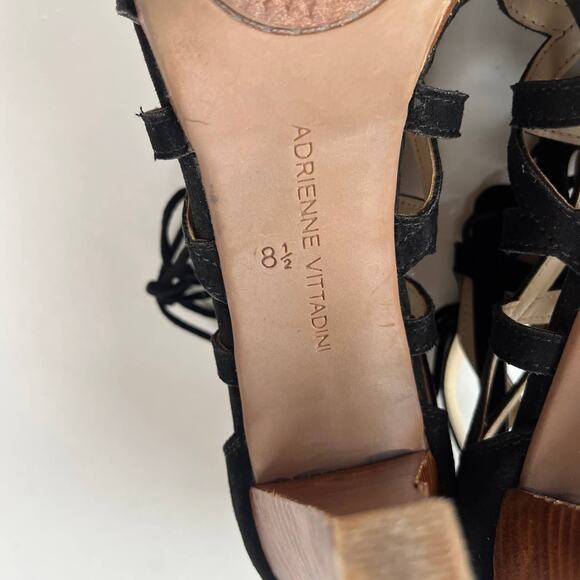 ADRIENNE VITTADINI Anjolie-1 Suede Strappy Web Heel Womens 8.5 Witchy Black - Picture 11 of 15